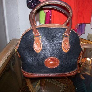 Dooney & Bourke Leather Black & Tan Hand Bag Med